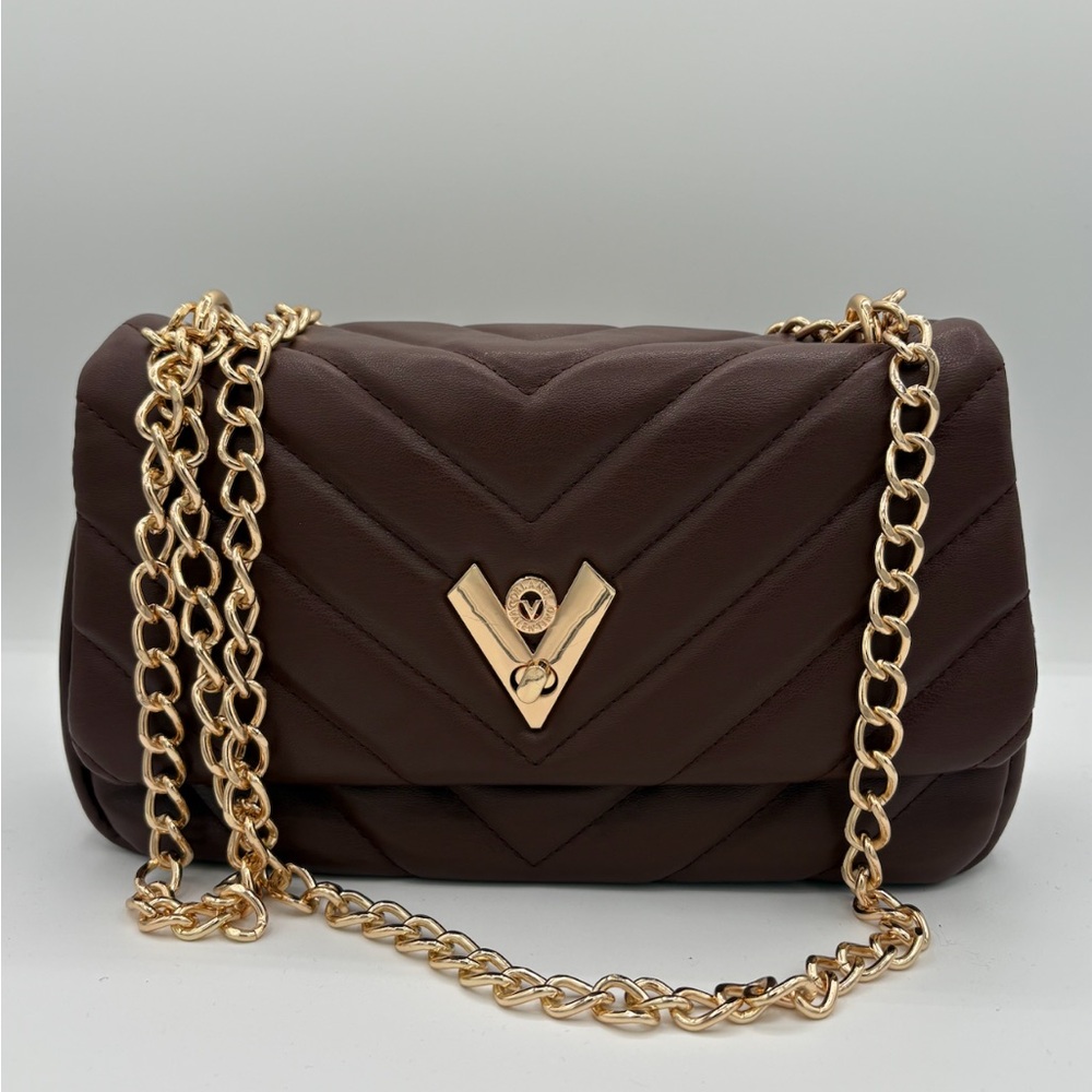 Valentino Orlandi Dark Brown Quilted Shoulder Bag